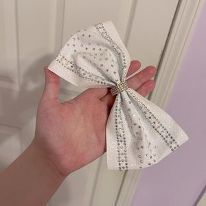 White bedazzled cheer/dance bow